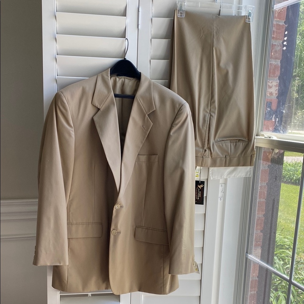 2Pc NWT Men's Tan Blazer‎ and Pants Set 46L -38